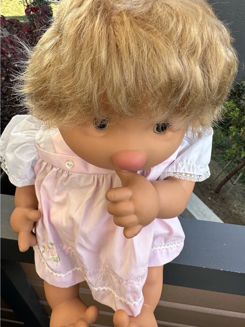Vintage 1980s Vicma Bamboo Baby Doll Spain Blonde Hair Thumbsucker Samara Dress - Picture 4 of 10